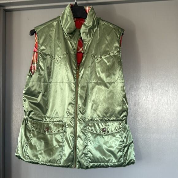 Adiktd Red Plaid  and Green Reversible Quilted Western Style Vest sz XL - Picture 7 of 8